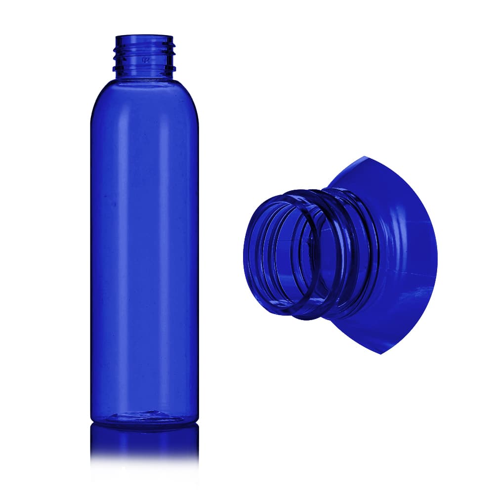 5 oz Blue PET Bullet Bottle with 24-410 neck finish - Product image