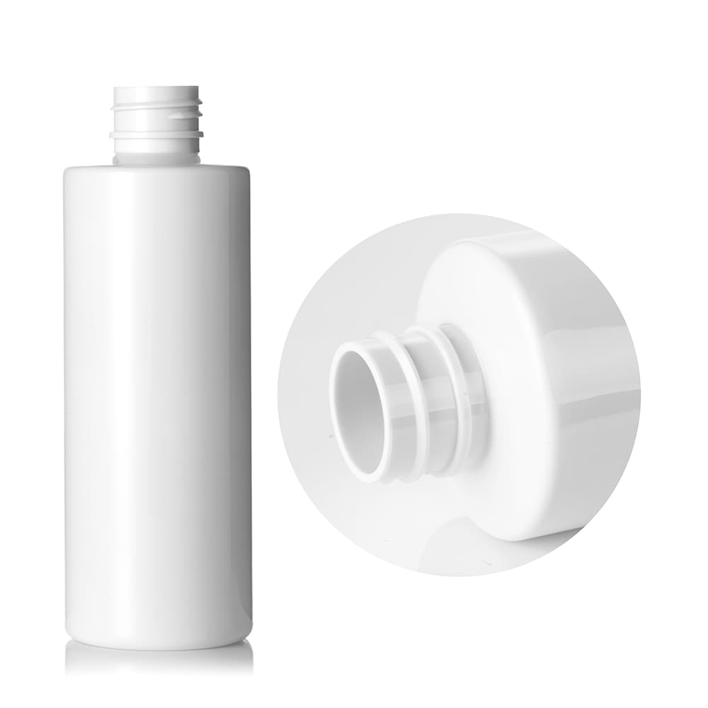 6 oz White PET Cylinder Round Bottle with 24-410 neck finish - Product image