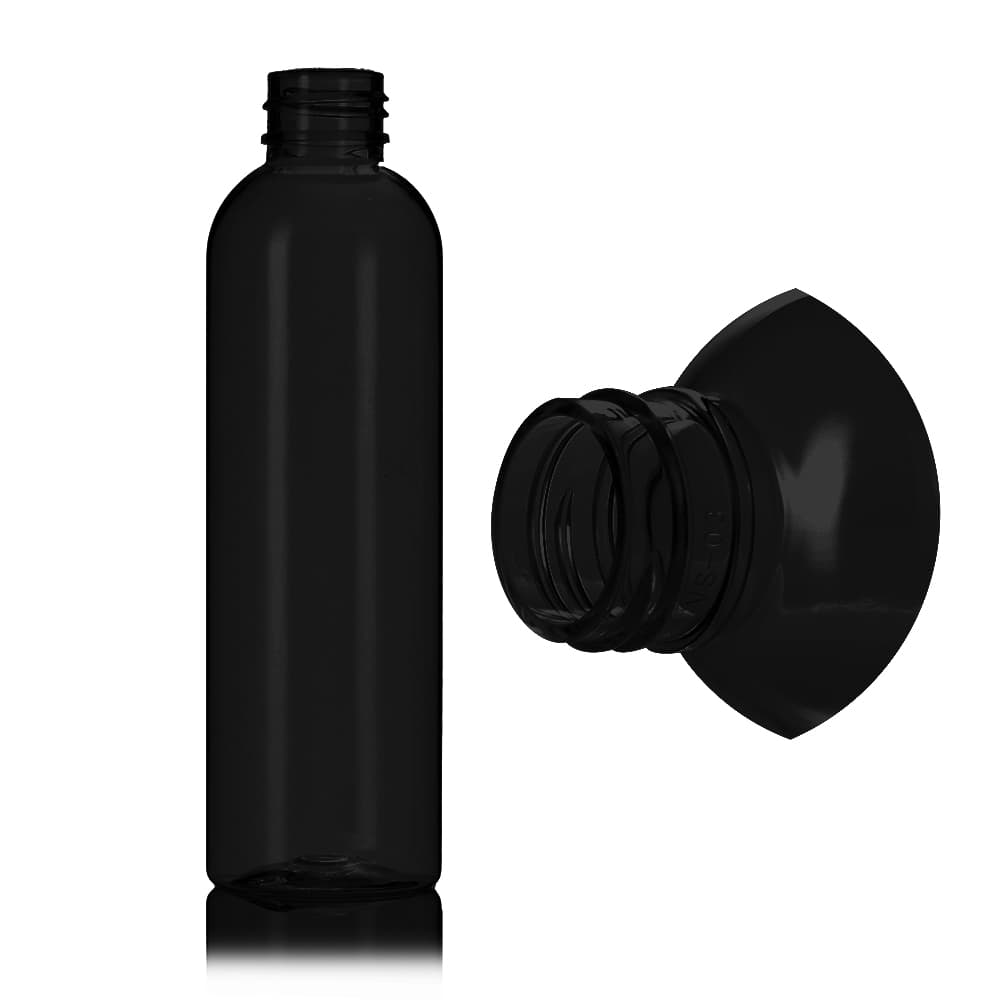 6 oz Black PET Cosmo Bottle with 24-410 neck finish - Product image