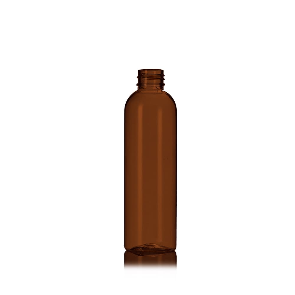 6 oz Amber PET Cosmo Bottle with 24-410 neck finish - Product image
