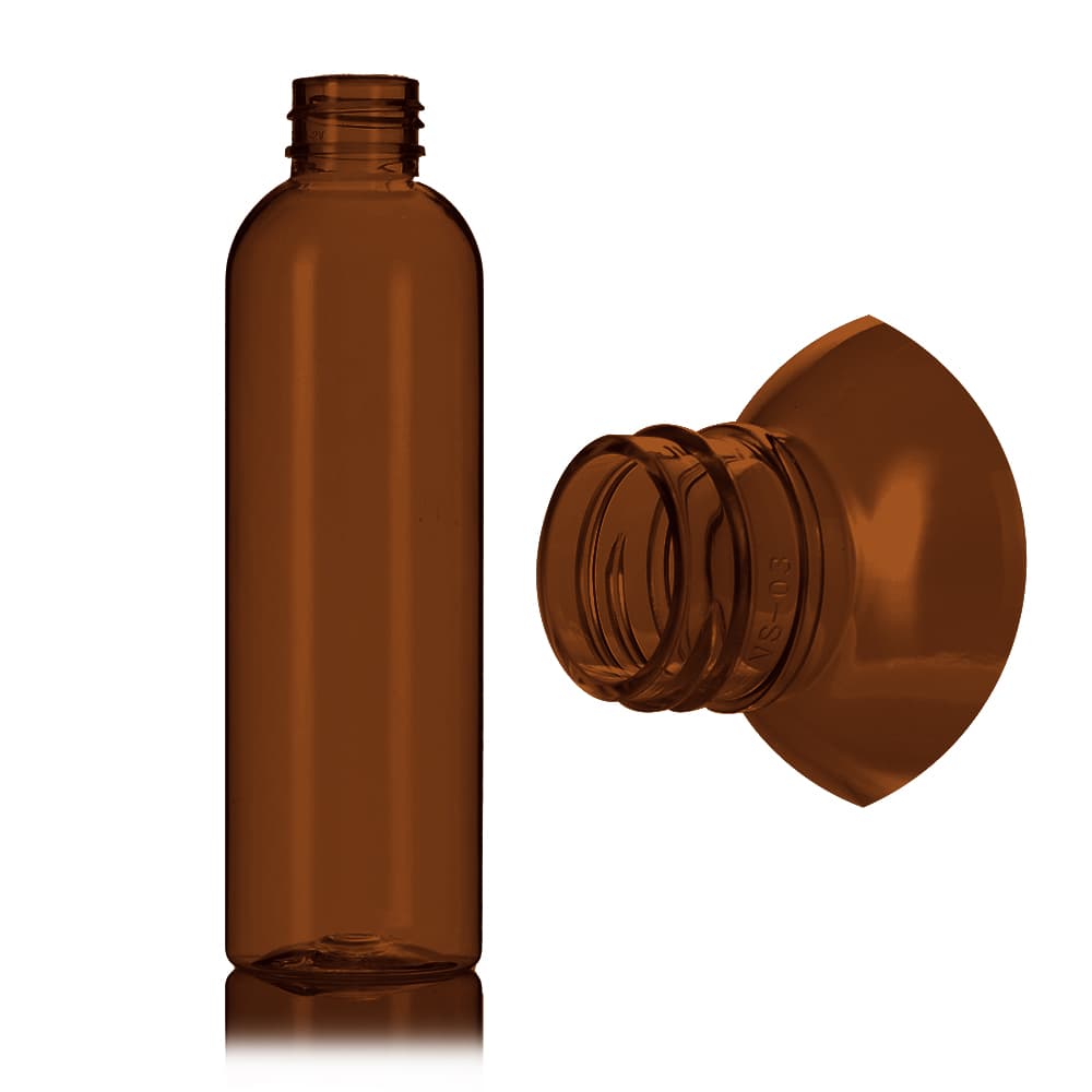 6 oz Amber PET Cosmo Bottle with 24-410 neck finish - Product image
