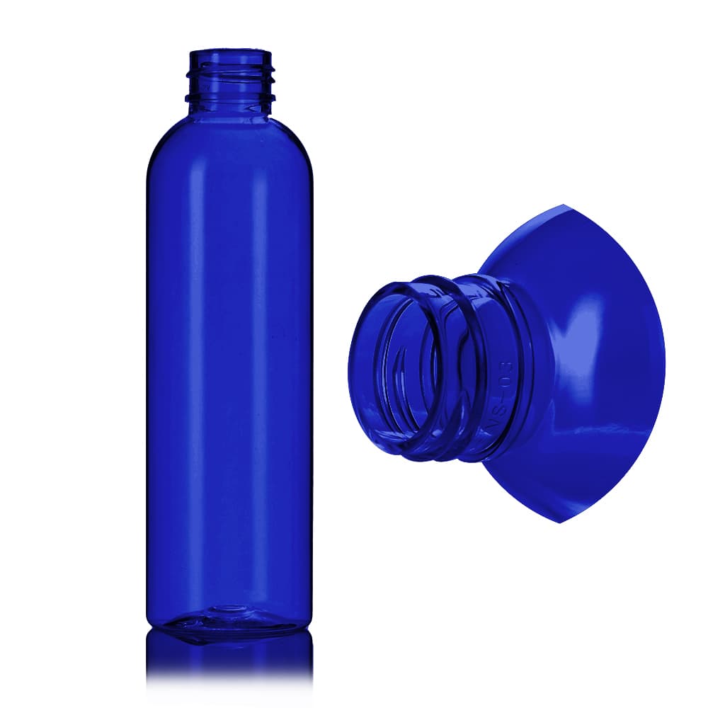 6 oz Blue PET Cosmo Bottle with 24-410 neck finish - Product image