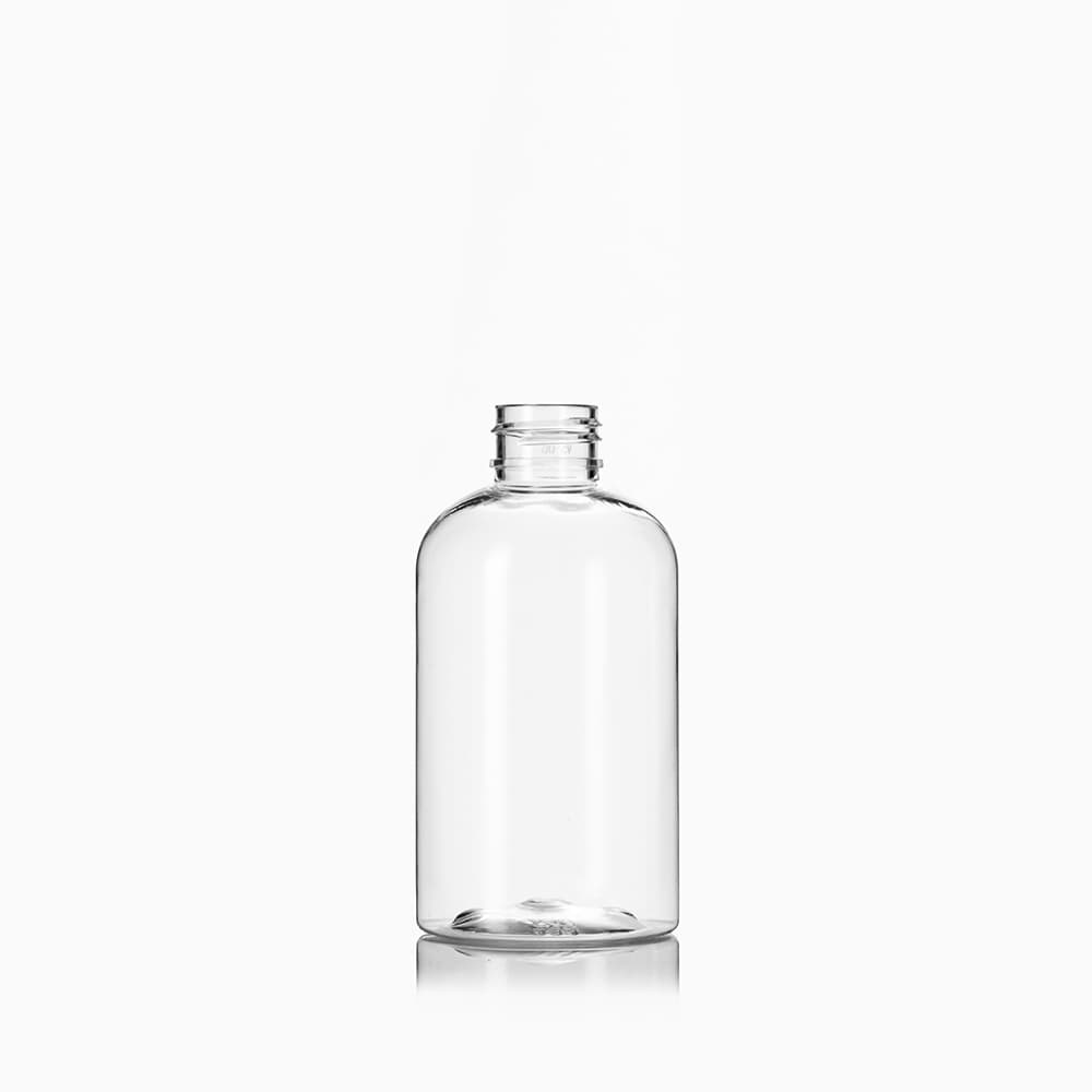 6 oz Clear PET Boston Round Bottle with 24-410 neck finish - Product image