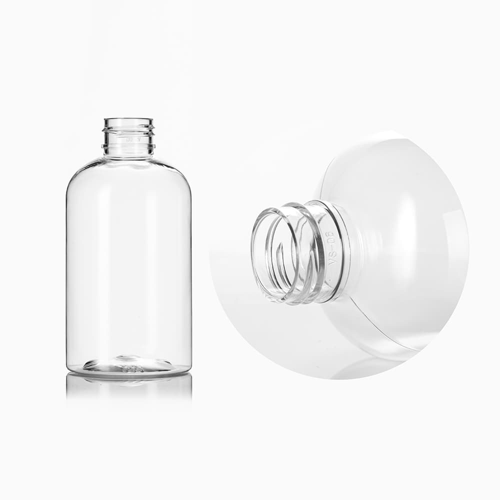 6 oz Clear PET Boston Round Bottle with 24-410 neck finish - Product image