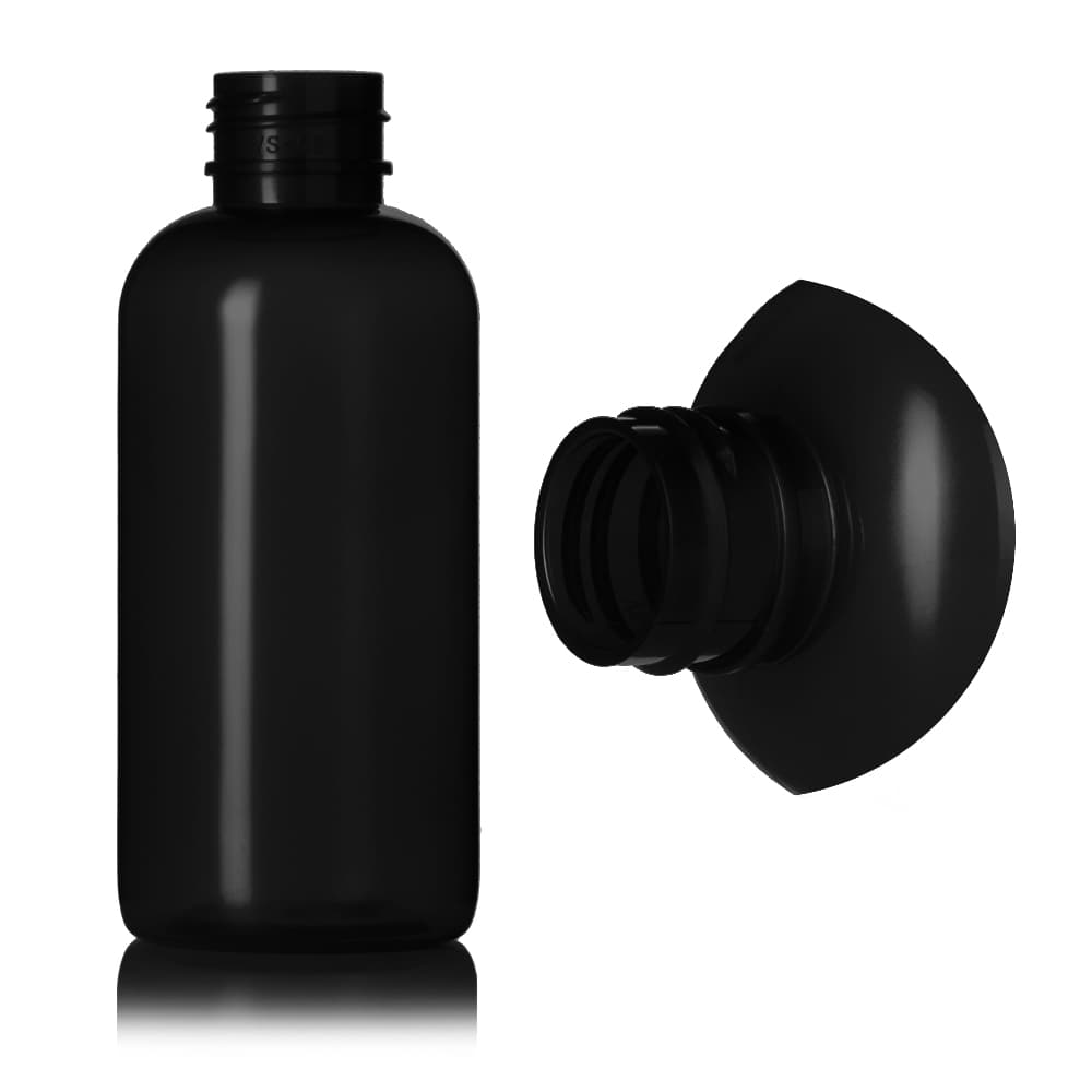 6 oz Black PET Boston Tall Bottle with 24-410 neck finish - Product image