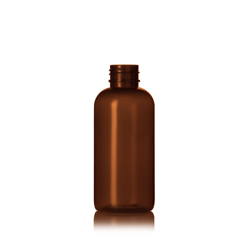 6 oz Amber PET Boston Tall Bottle with 24-410 neck finish - Product image