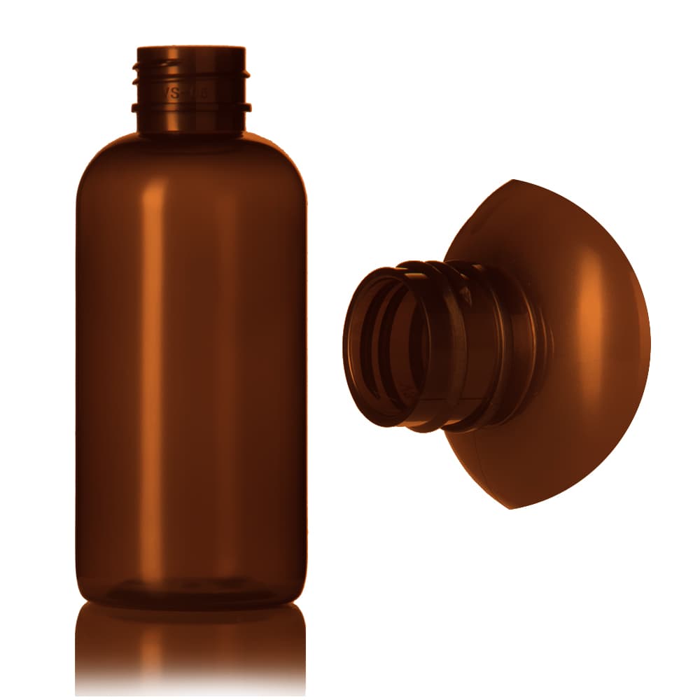 6 oz Amber PET Boston Tall Bottle with 24-410 neck finish - Product image