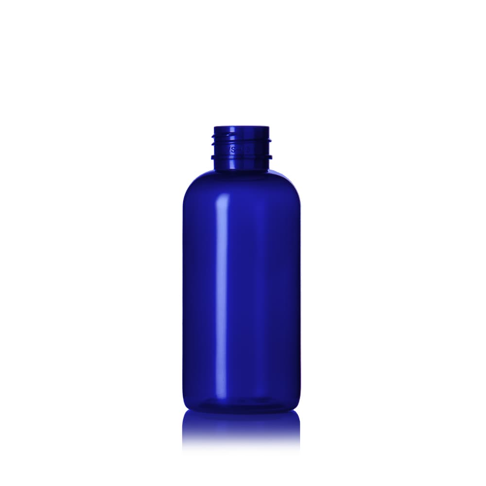 6 oz Blue PET Boston Tall Bottle with 24-410 neck finish - Product image