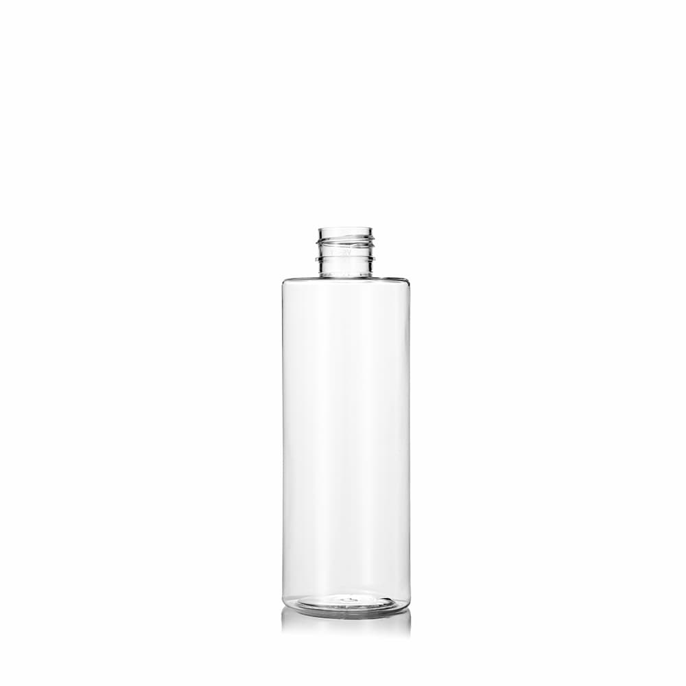 8 oz Clear PET Cylinder Round Bottle with 24-410 neck finish - Product image