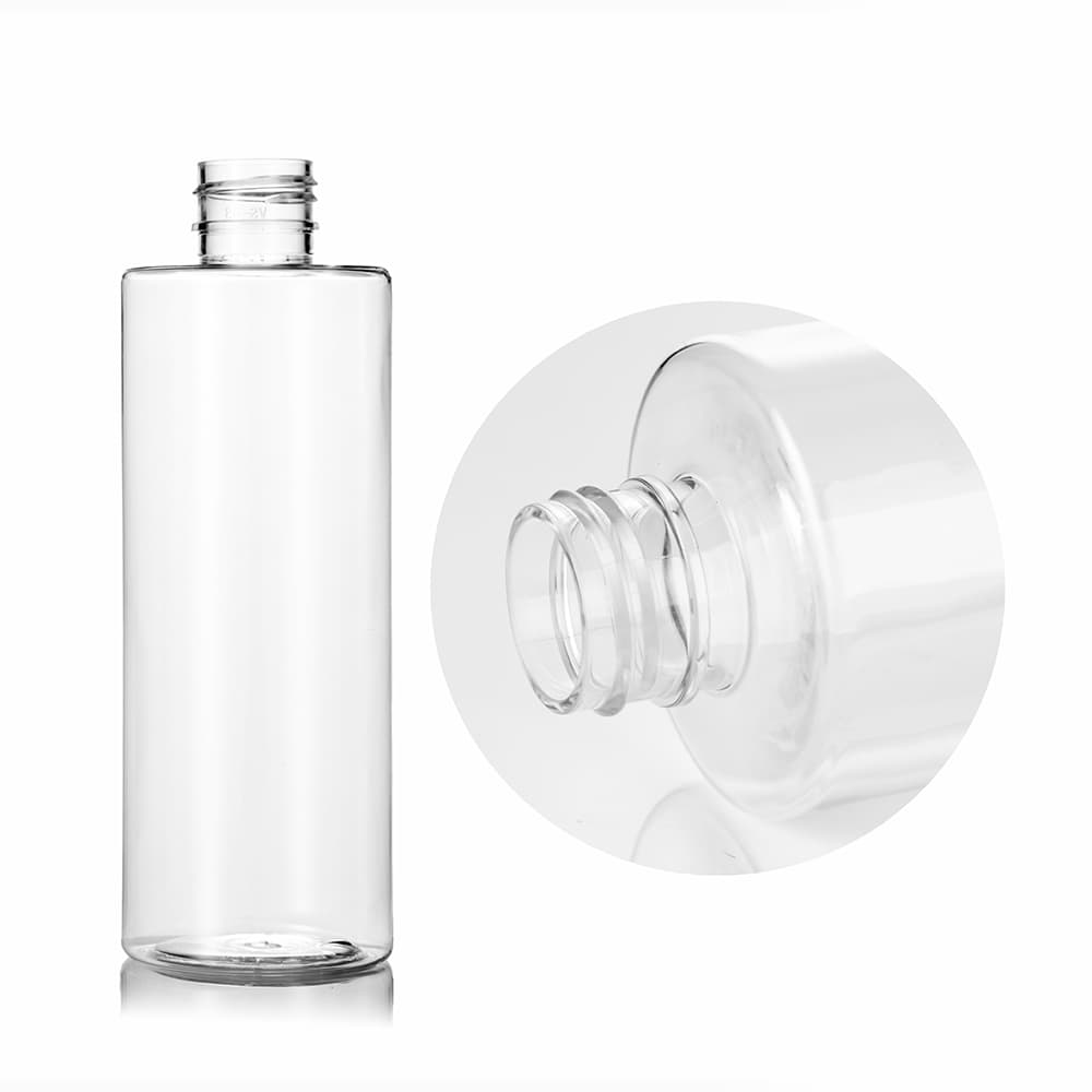 8 oz Clear PET Cylinder Round Bottle with 24-410 neck finish - Product image