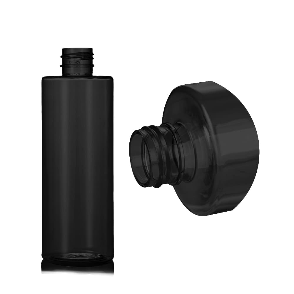 8 oz Black PET Cylinder Round Bottle with 24-410 neck finish - Product image