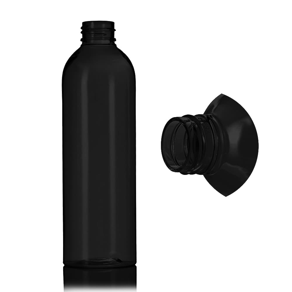 8 oz Black PET Bullet Bottle with 24-410 neck finish - Product image