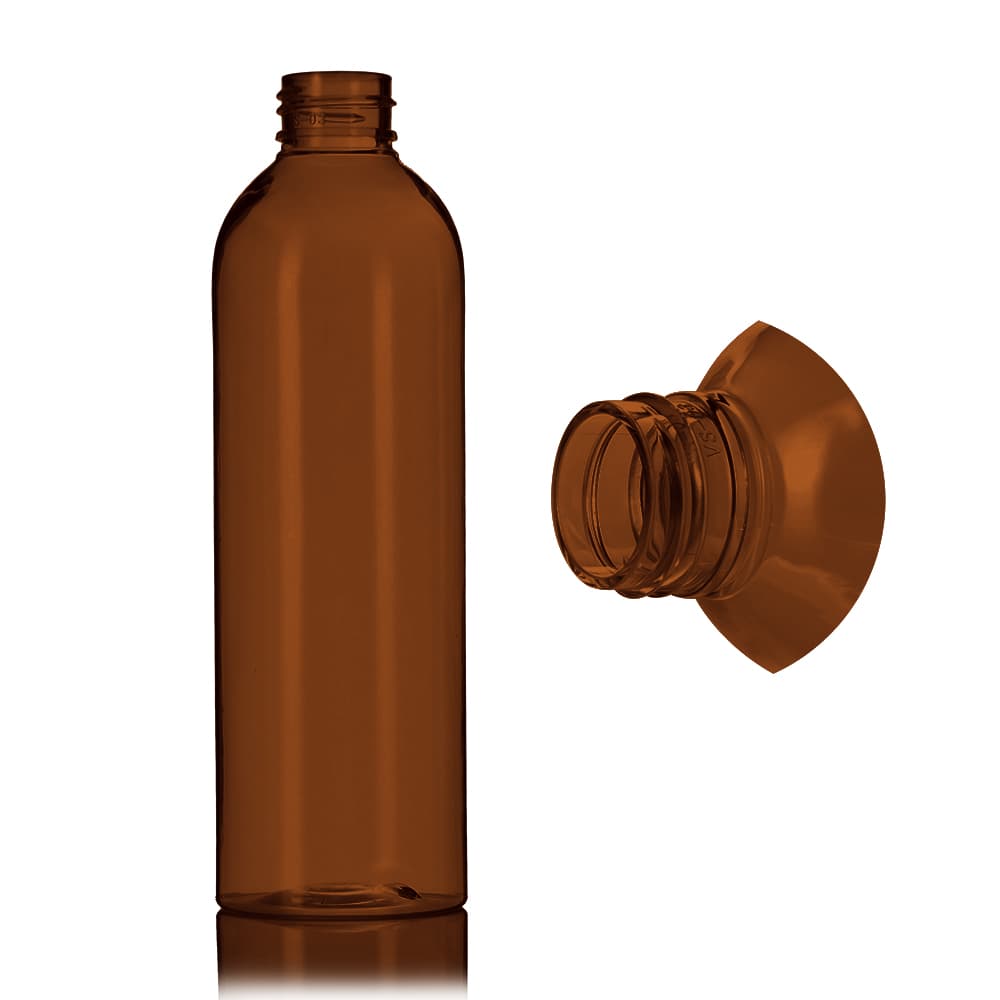 8 oz Amber PET Bullet Bottle with 24-410 neck finish - Product image
