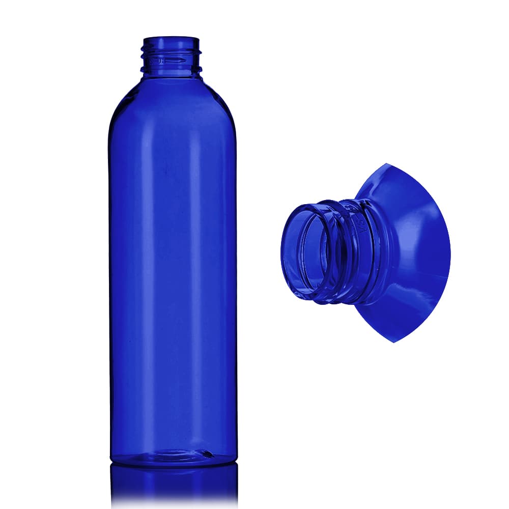 8 oz Blue PET Bullet Bottle with 24-410 neck finish - Product image