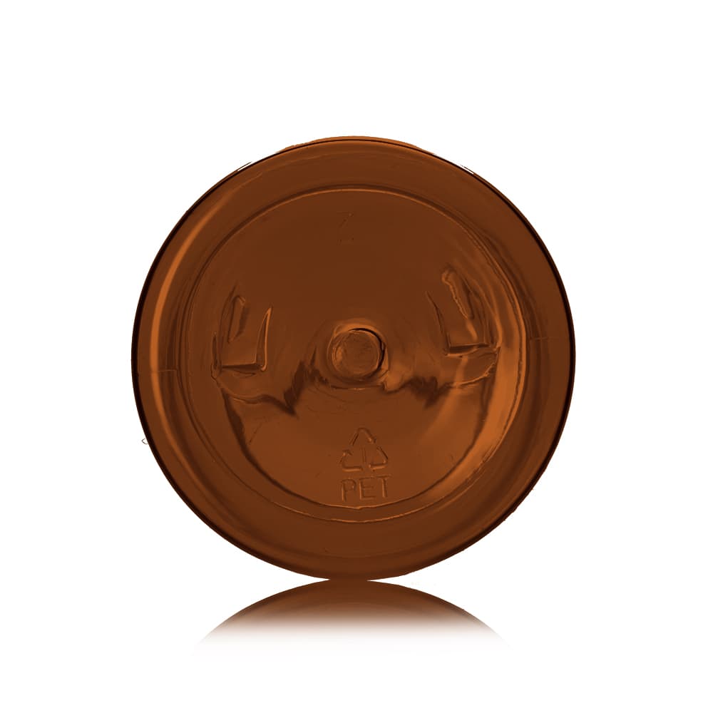 8 oz Amber PET Boston Round Bottle with 24-410 neck finish - Product image