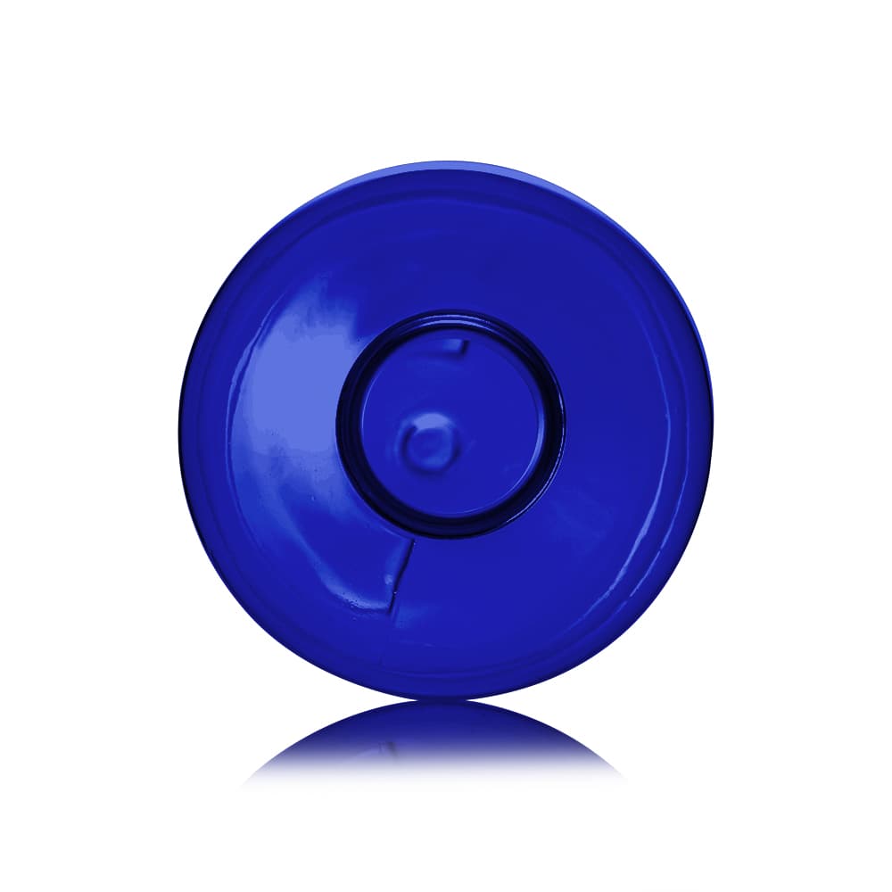 8 oz Blue PET Boston Round Bottle with 24-410 neck finish - Product image