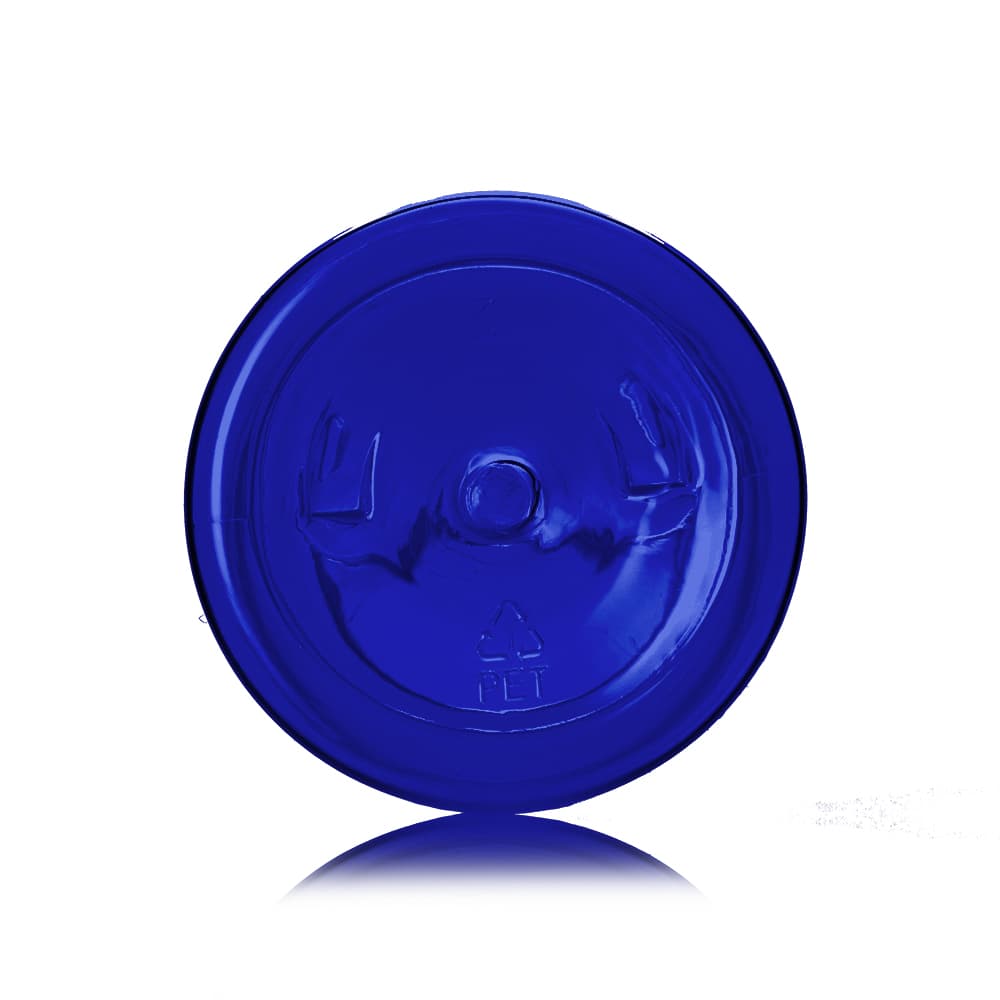 8 oz Blue PET Boston Round Bottle with 24-410 neck finish - Product image
