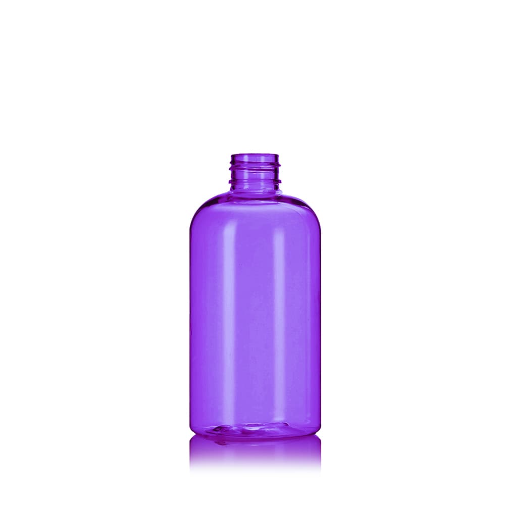 8 oz Purple PET Boston Round Bottle with 24-410 neck finish - Product image