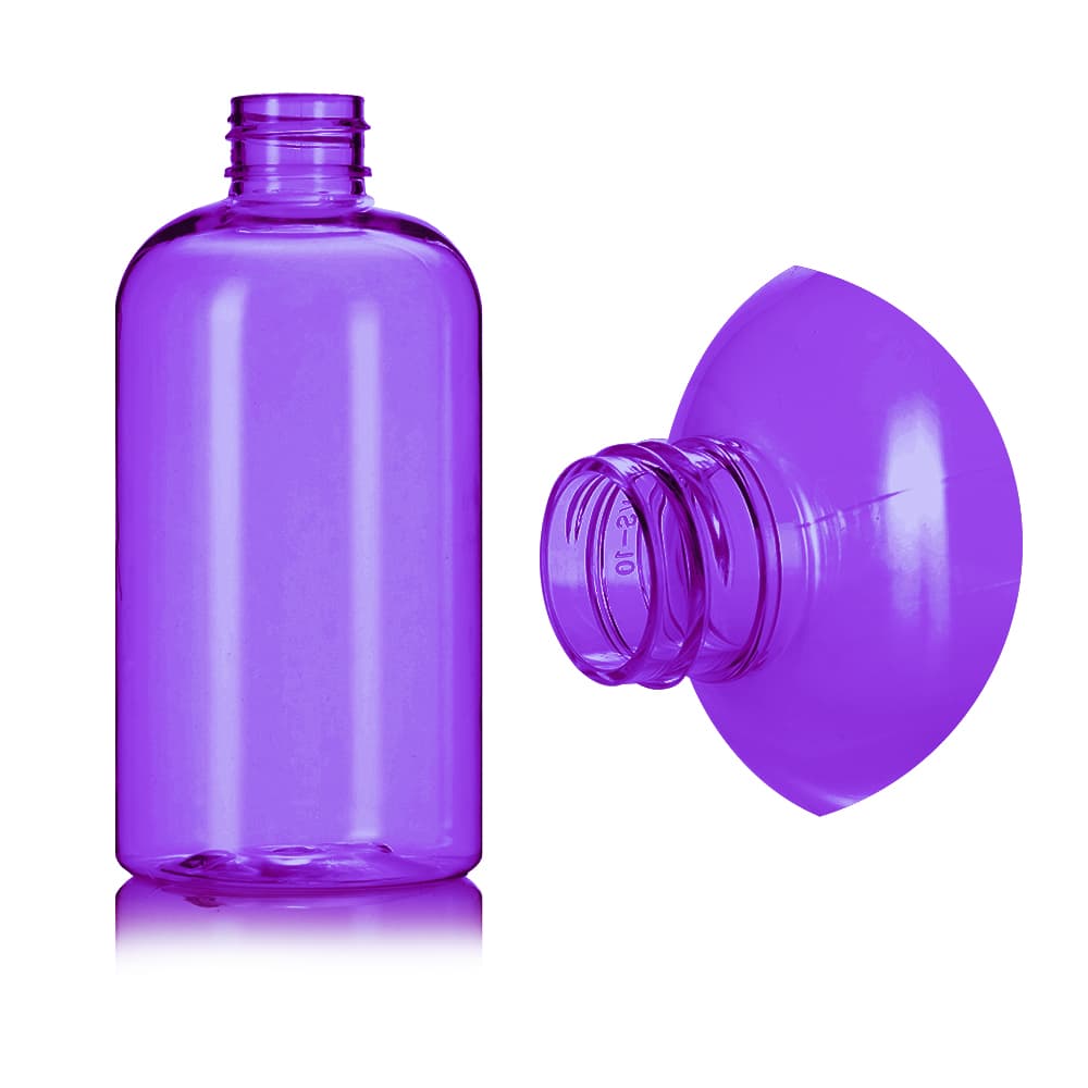 8 oz Purple PET Boston Round Bottle with 24-410 neck finish - Product image