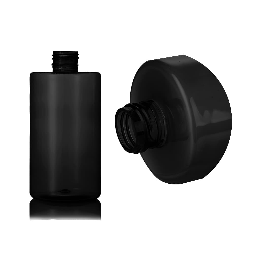 10 oz Black PET Cylinder Round Bottle with 24-410 neck finish - Product image