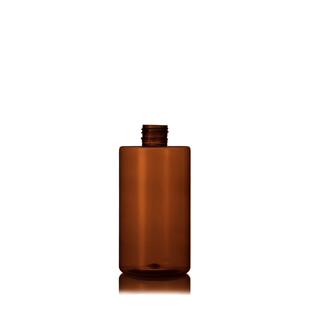 10 oz Amber PET Cylinder Round Bottle with 24-410 neck finish - Product image