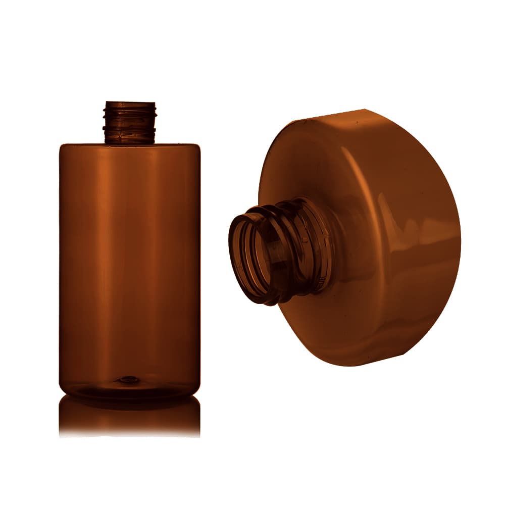10 oz Amber PET Cylinder Round Bottle with 24-410 neck finish - Product image
