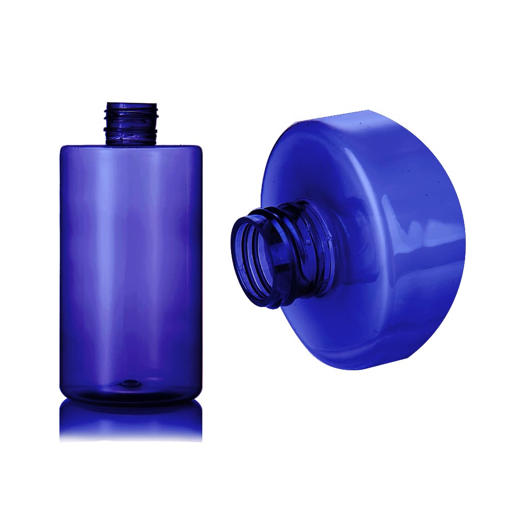 10 oz Blue PET Cylinder Round Bottle with 24-410 neck finish - Product image