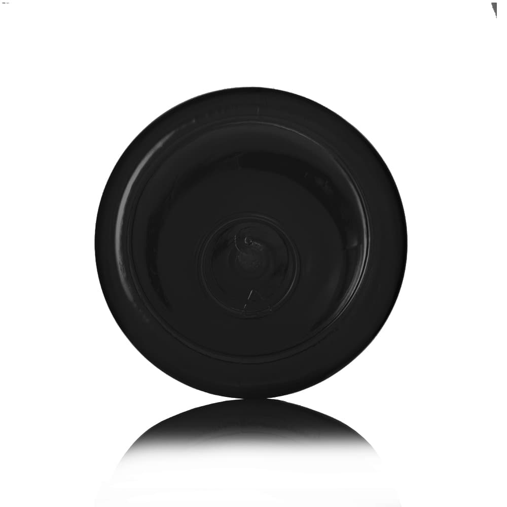 12 oz Black PET Boston Round Bottle with 24-410 neck finish - Product image