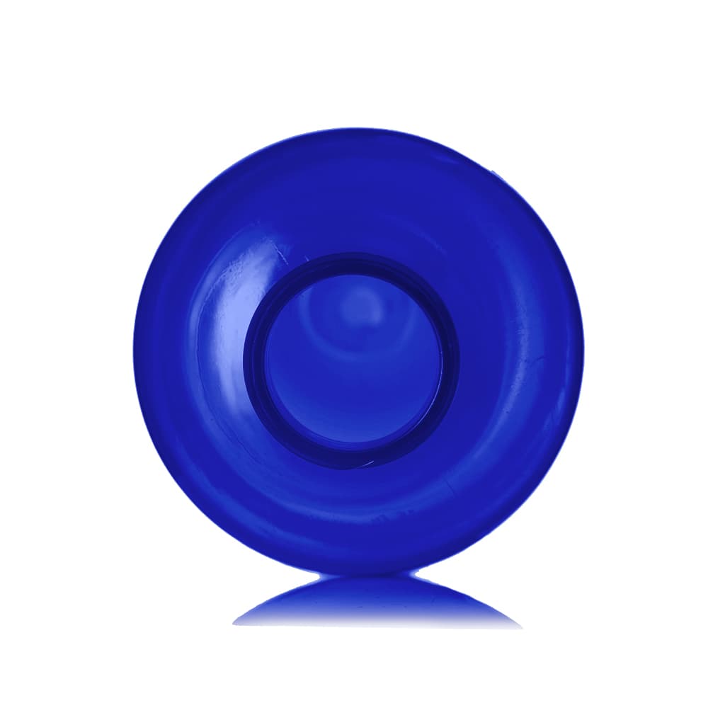 12 oz Blue PET Boston Round Bottle with 24-410 neck finish - Product image