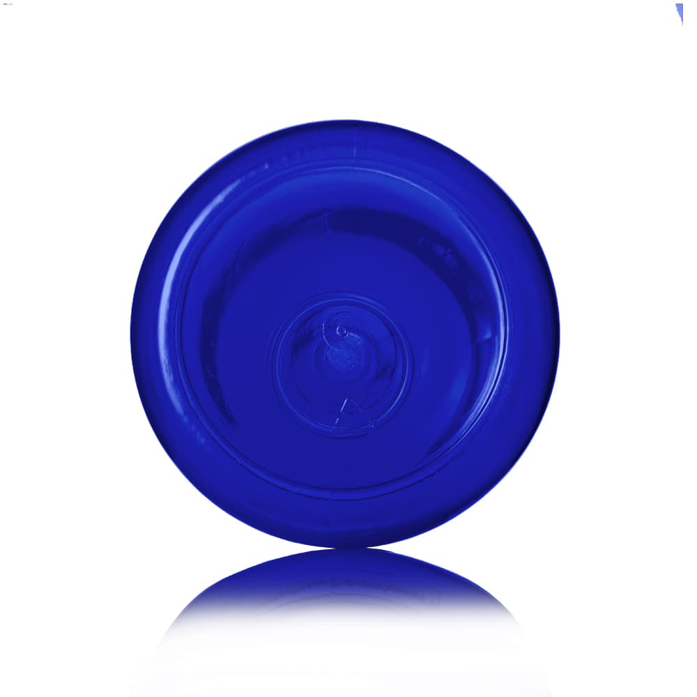 12 oz Blue PET Boston Round Bottle with 24-410 neck finish - Product image