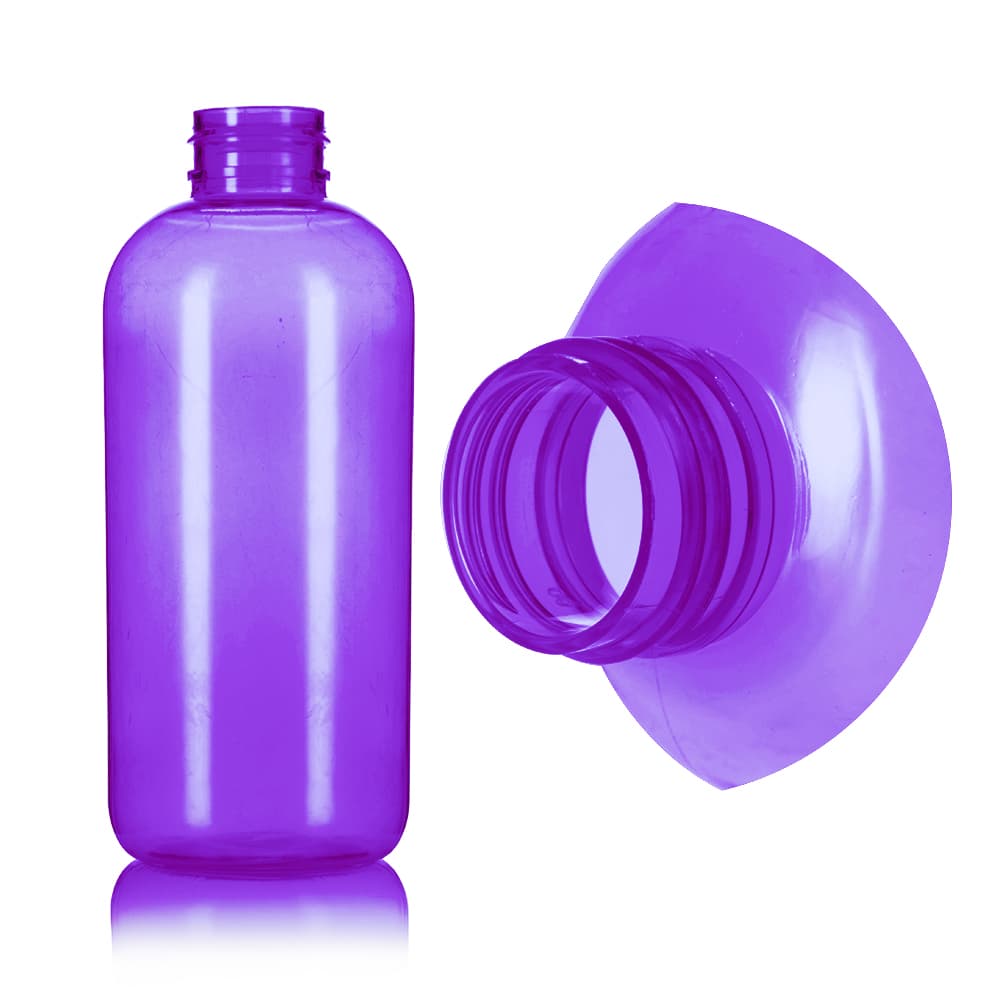 12 oz Purple PET Boston Round Bottle with 24-410 neck finish - Product image
