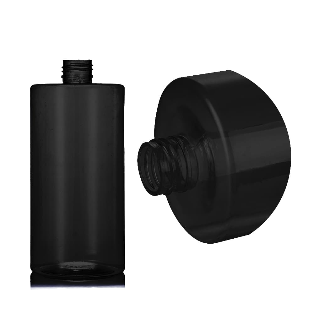 16 oz Black PET Cylinder Round Bottle with 24-410 neck finish - Product image