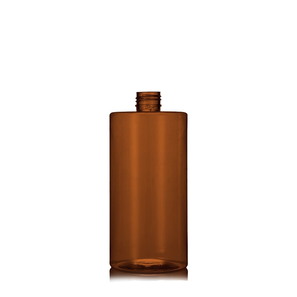 16 oz Amber PET Cylinder Round Bottle with 24-410 neck finish - Product image