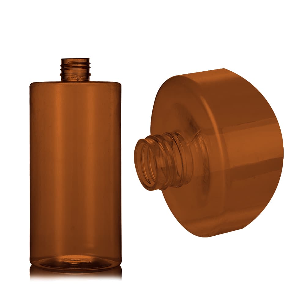 16 oz Amber PET Cylinder Round Bottle with 24-410 neck finish - Product image