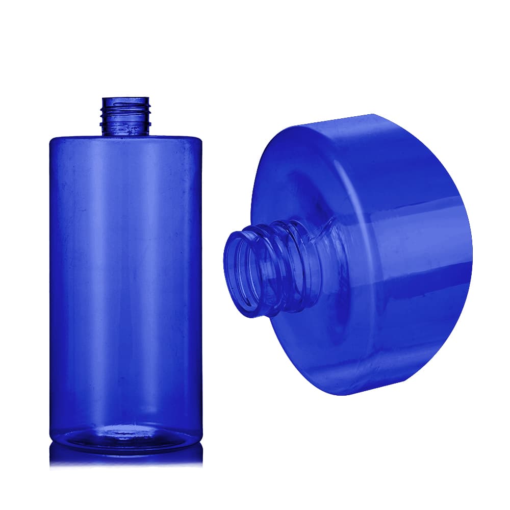 16 oz Blue PET Cylinder Round Bottle with 24-410 neck finish - Product image