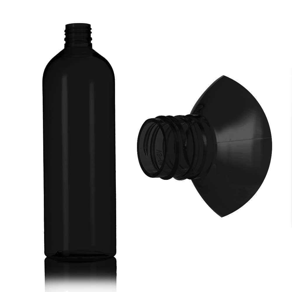 16 oz Black PET Bullet Bottle with 24-410 neck finish - Product image