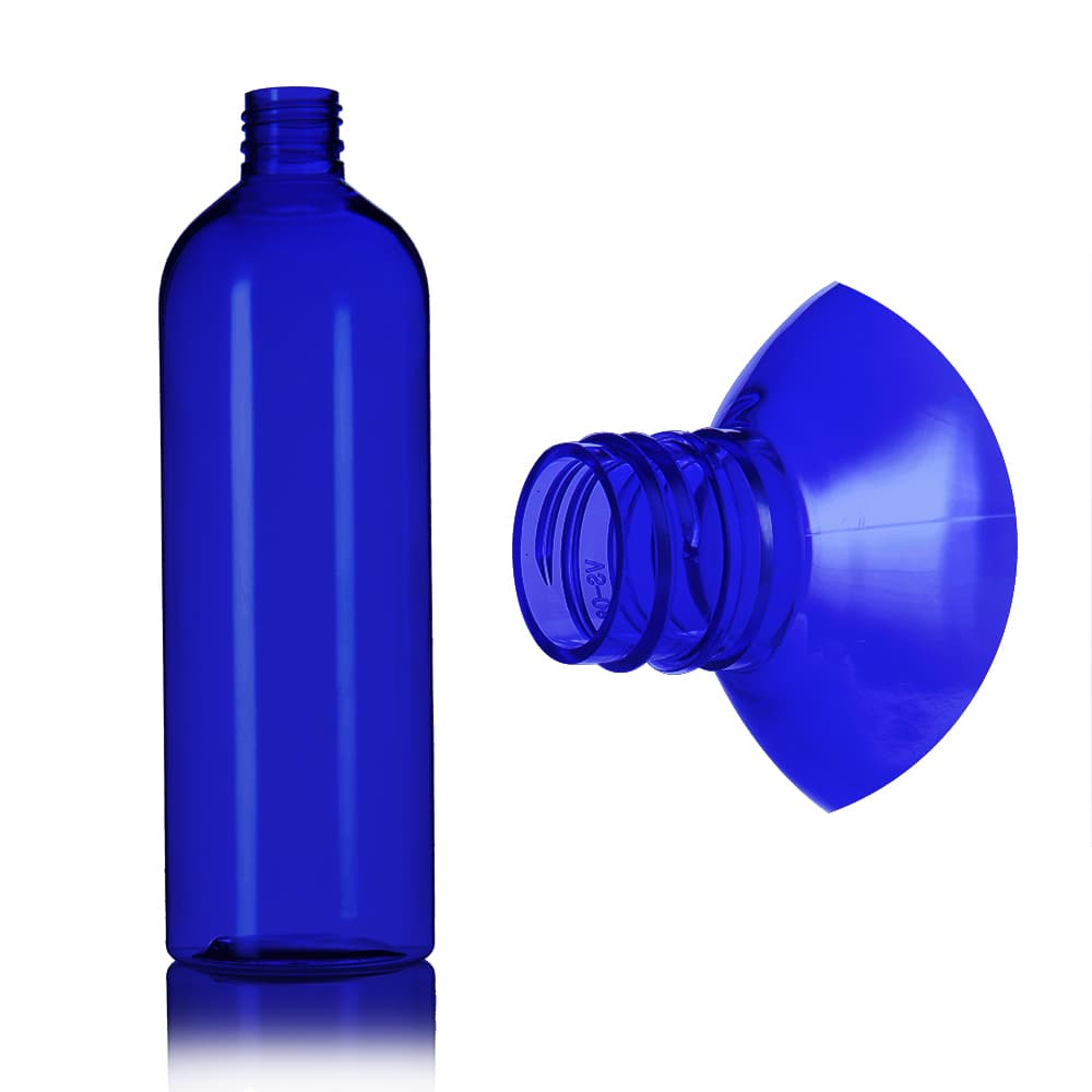 16 oz Blue PET Bullet Bottle with 24-410 neck finish - Product image