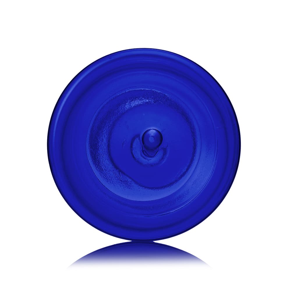 16 oz Blue PET Boston Round Bottle with 28-410 neck finish - Product image