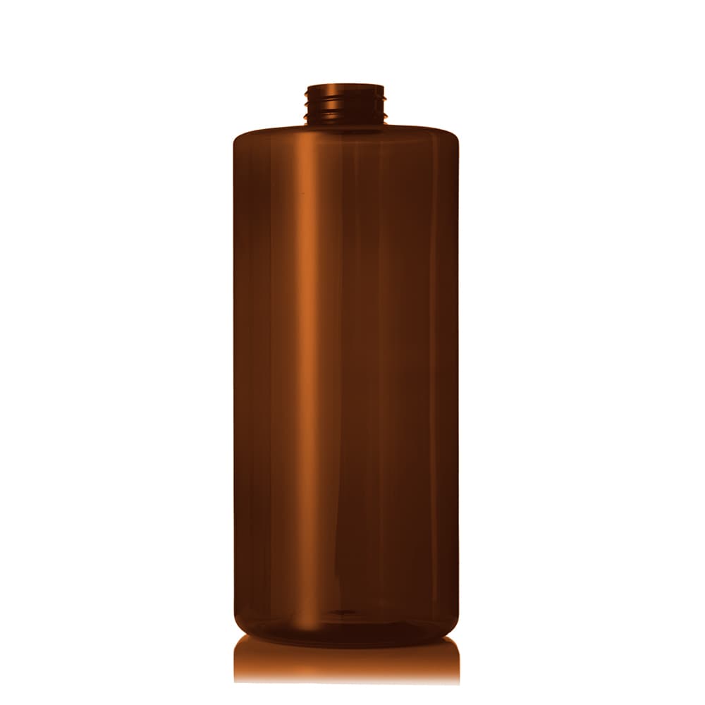 32 oz Amber PET Cylinder Round Bottle with 32-400 neck finish - Product image