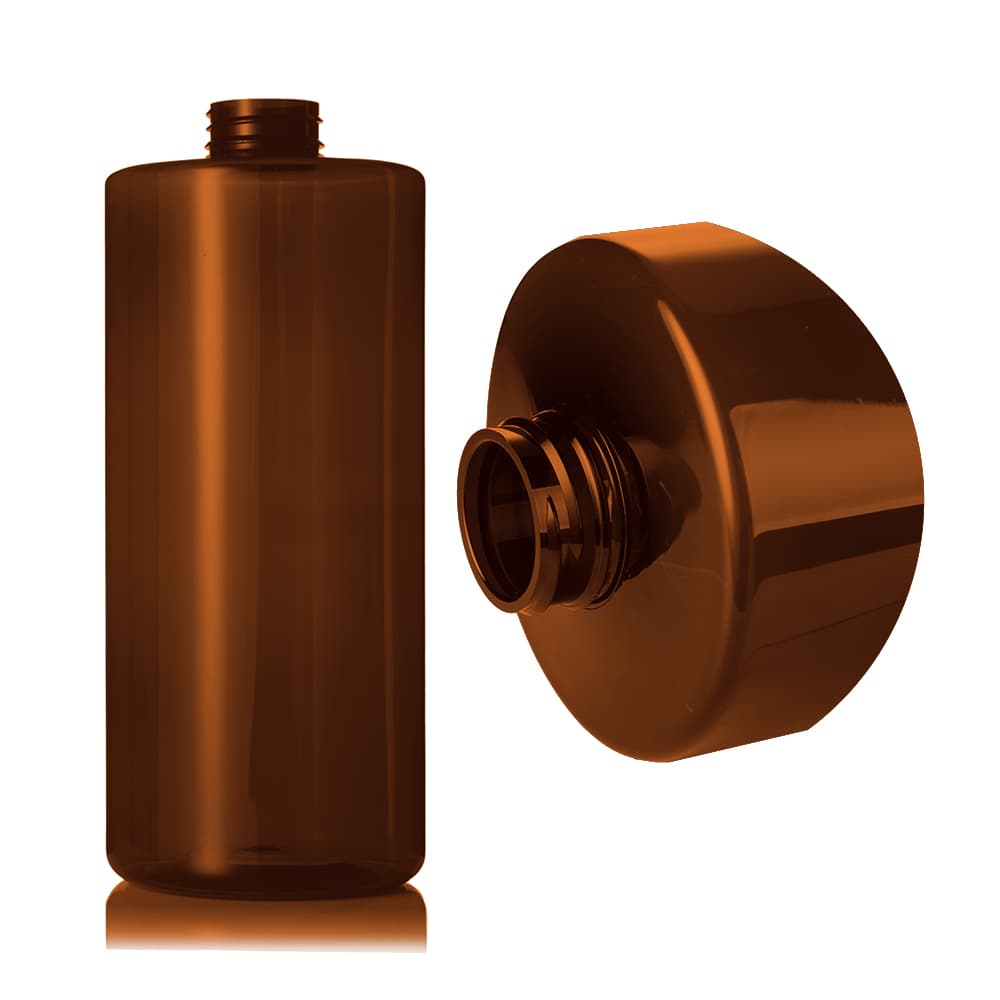 32 oz Amber PET Cylinder Round Bottle with 32-400 neck finish - Product image