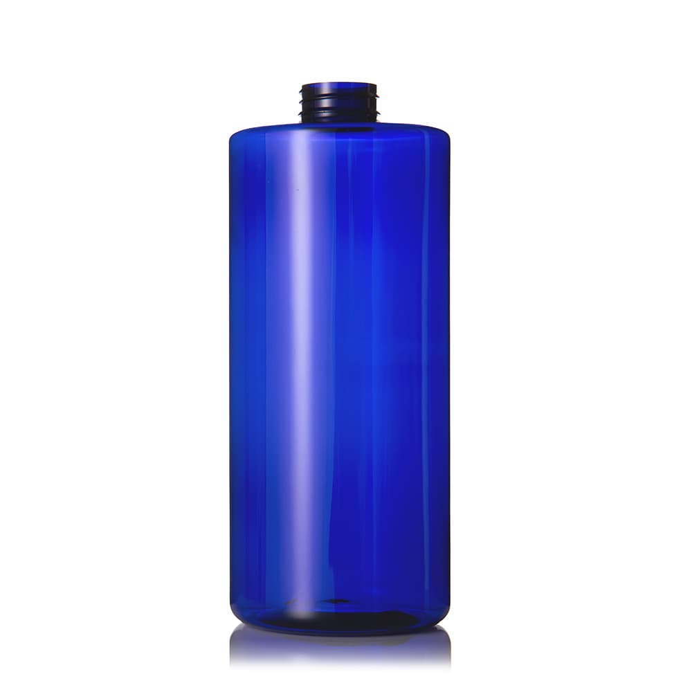 32 oz Blue PET Cylinder Round Bottle with 32-400 neck finish - Product image