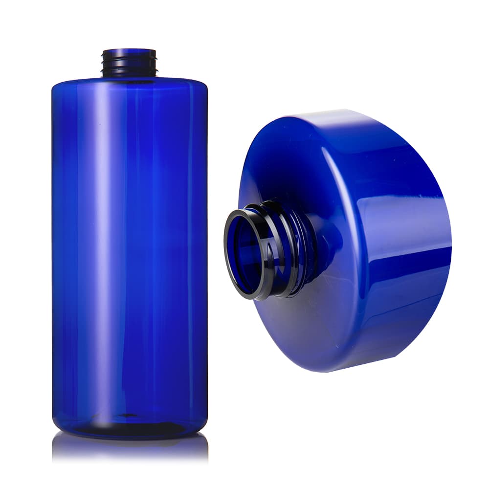 32 oz Blue PET Cylinder Round Bottle with 32-400 neck finish - Product image