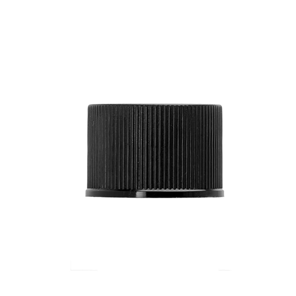 Black PP Ribbed Lid with 20-410 neck finish and Universal Seal - Product image