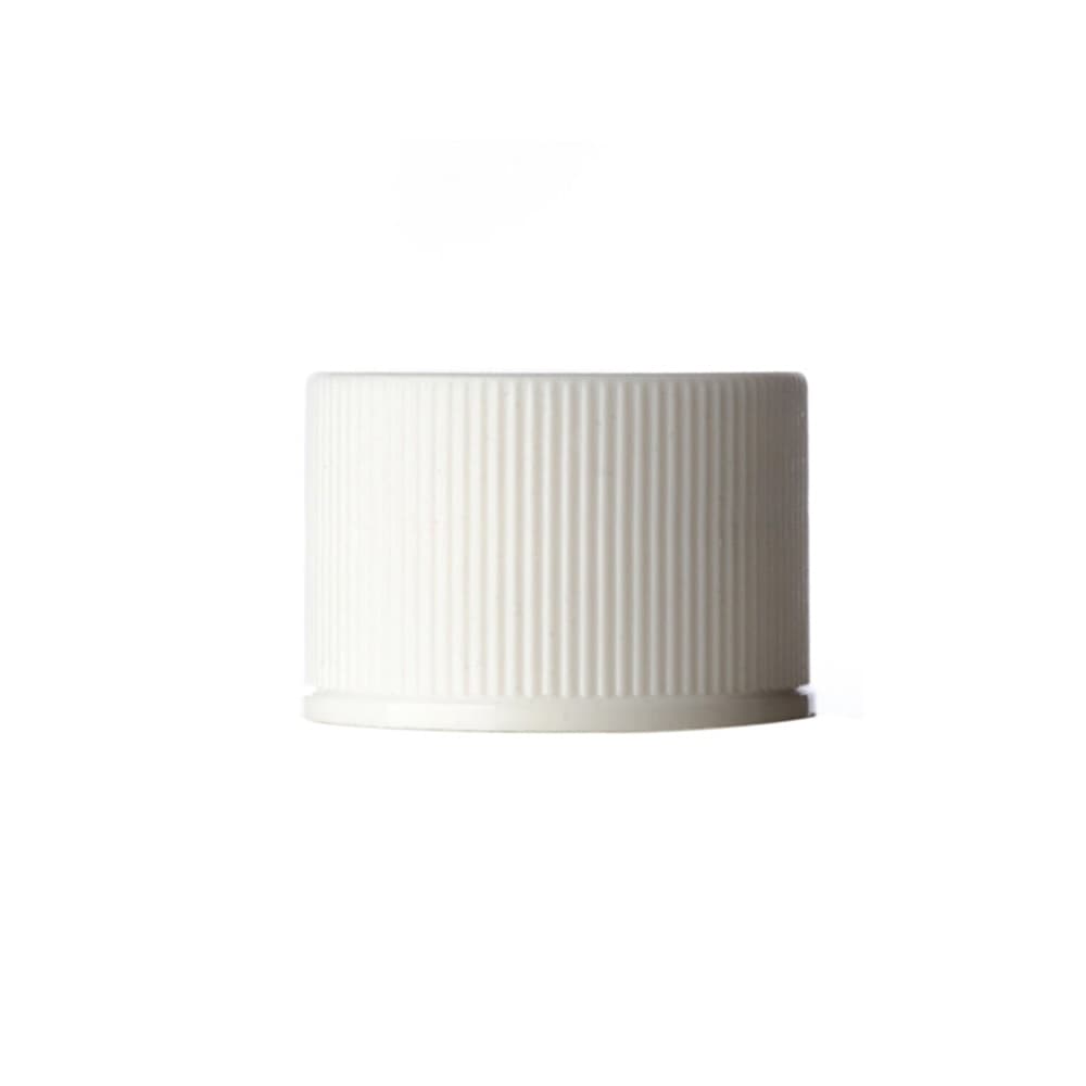 White PP Ribbed Lid with 24-410 neck finish and Pressure Sensitive Seal - Product image